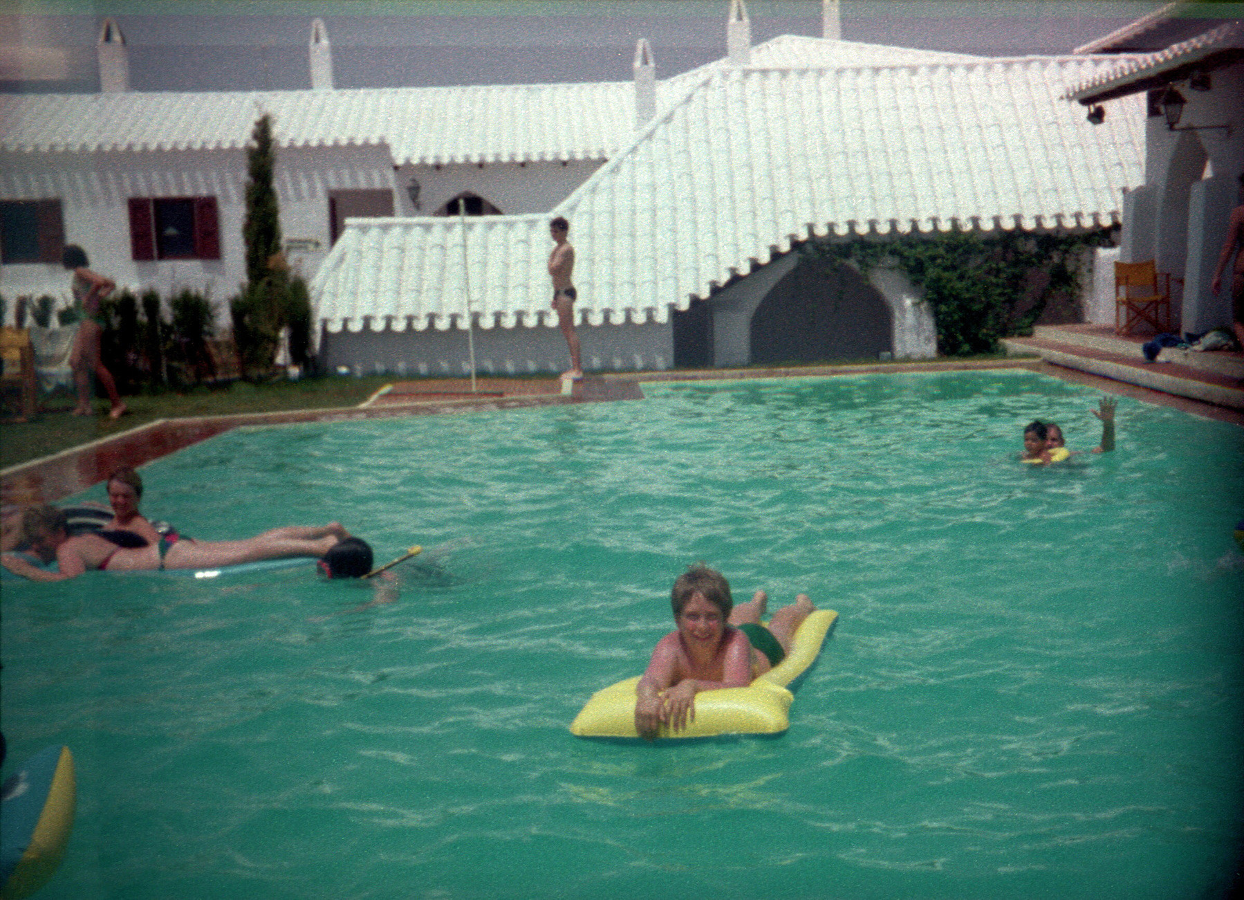 Me, on in a swimming pool, on holiday in Minorca in the 1980s