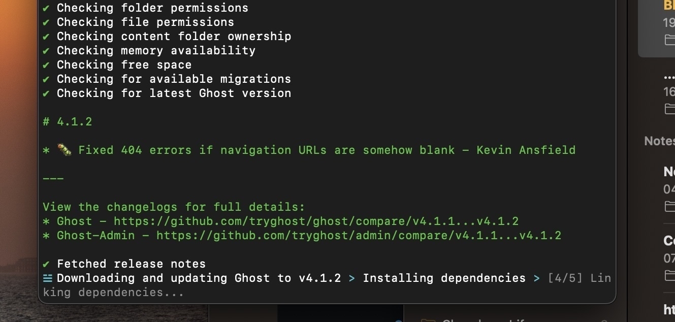 Updating Ghost from the terminal