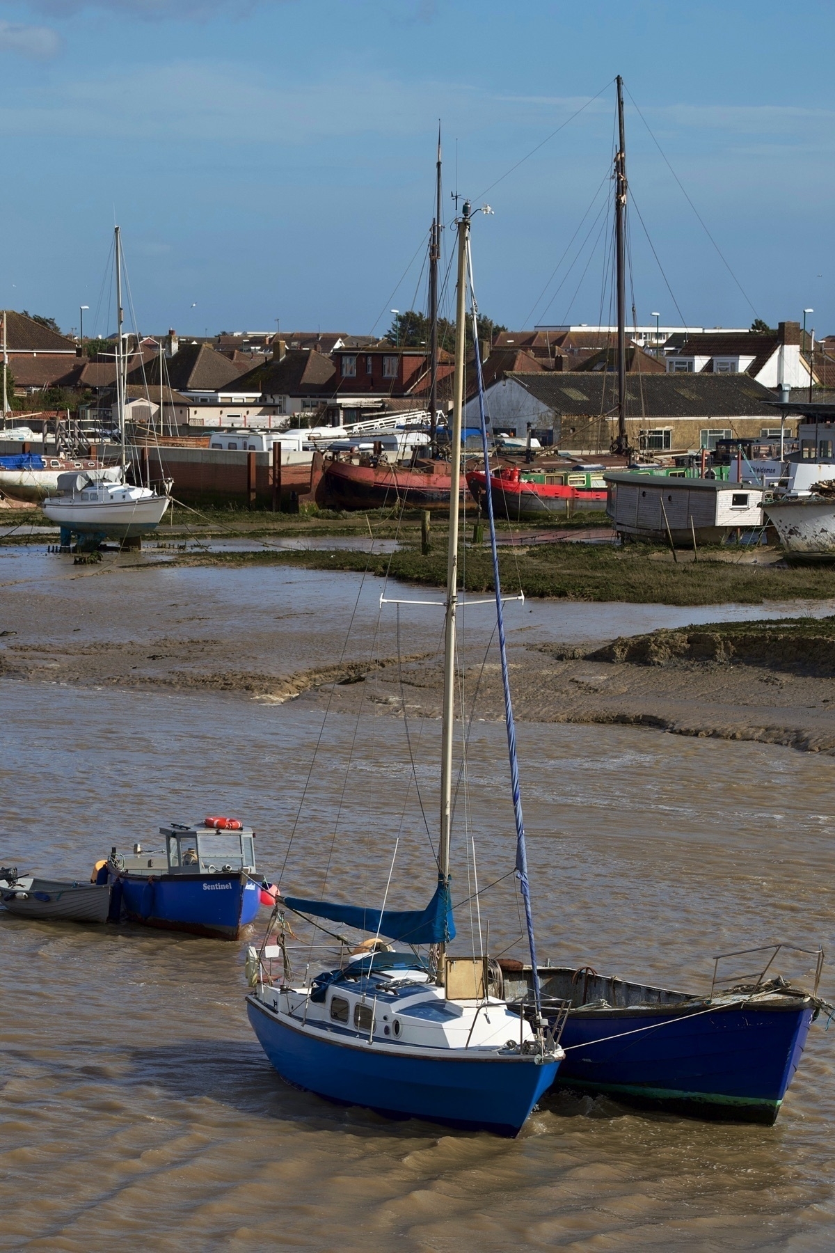 Boats moored in the river Adur. 