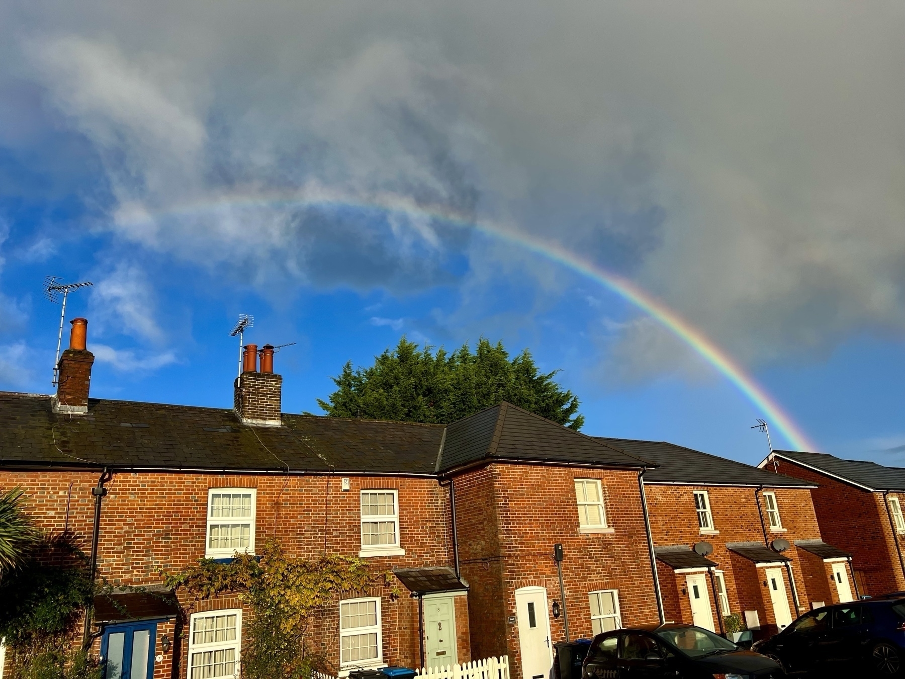 A ranbow over houses near Hassocks station. 