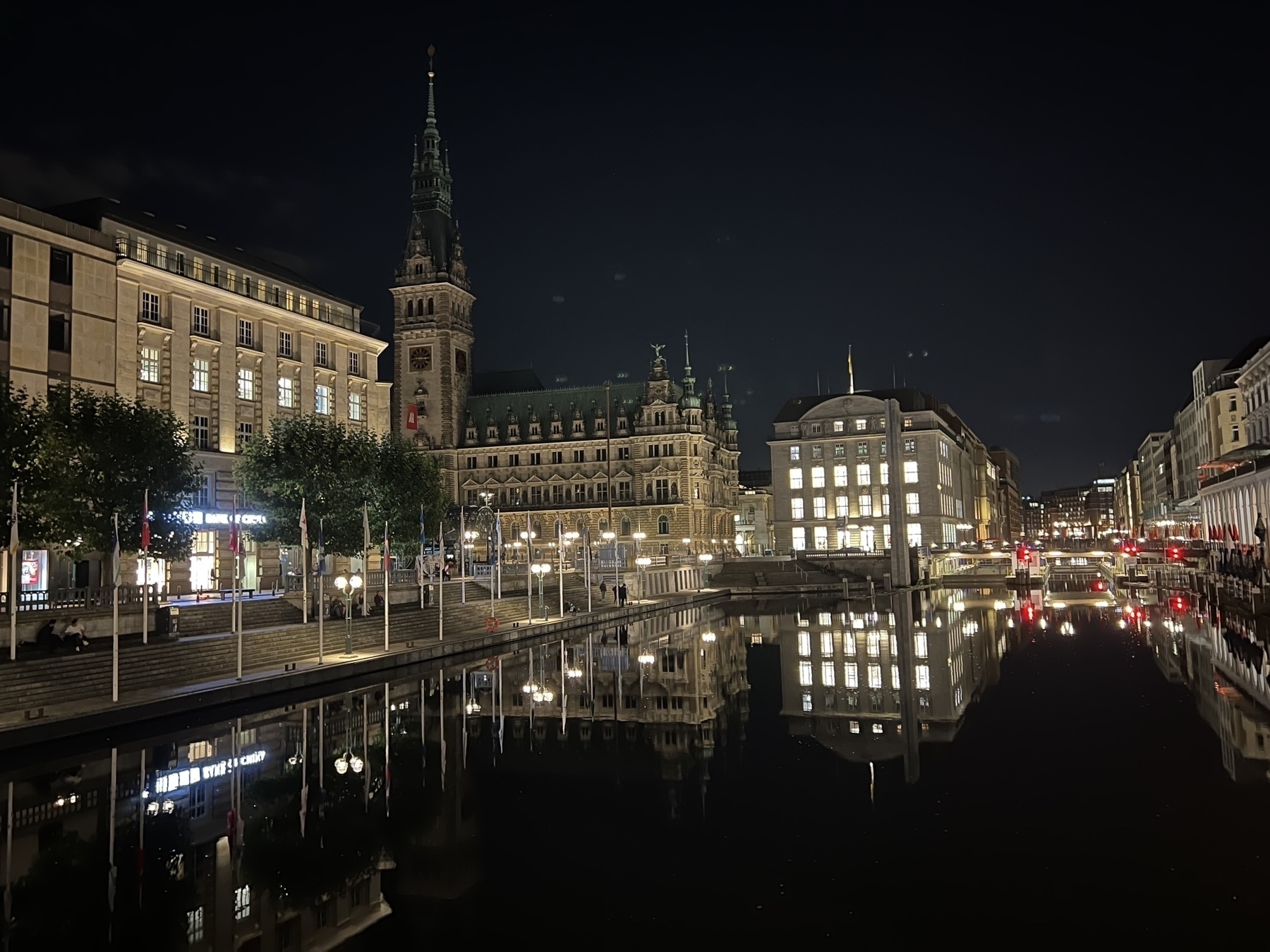 Hamburg at night. 