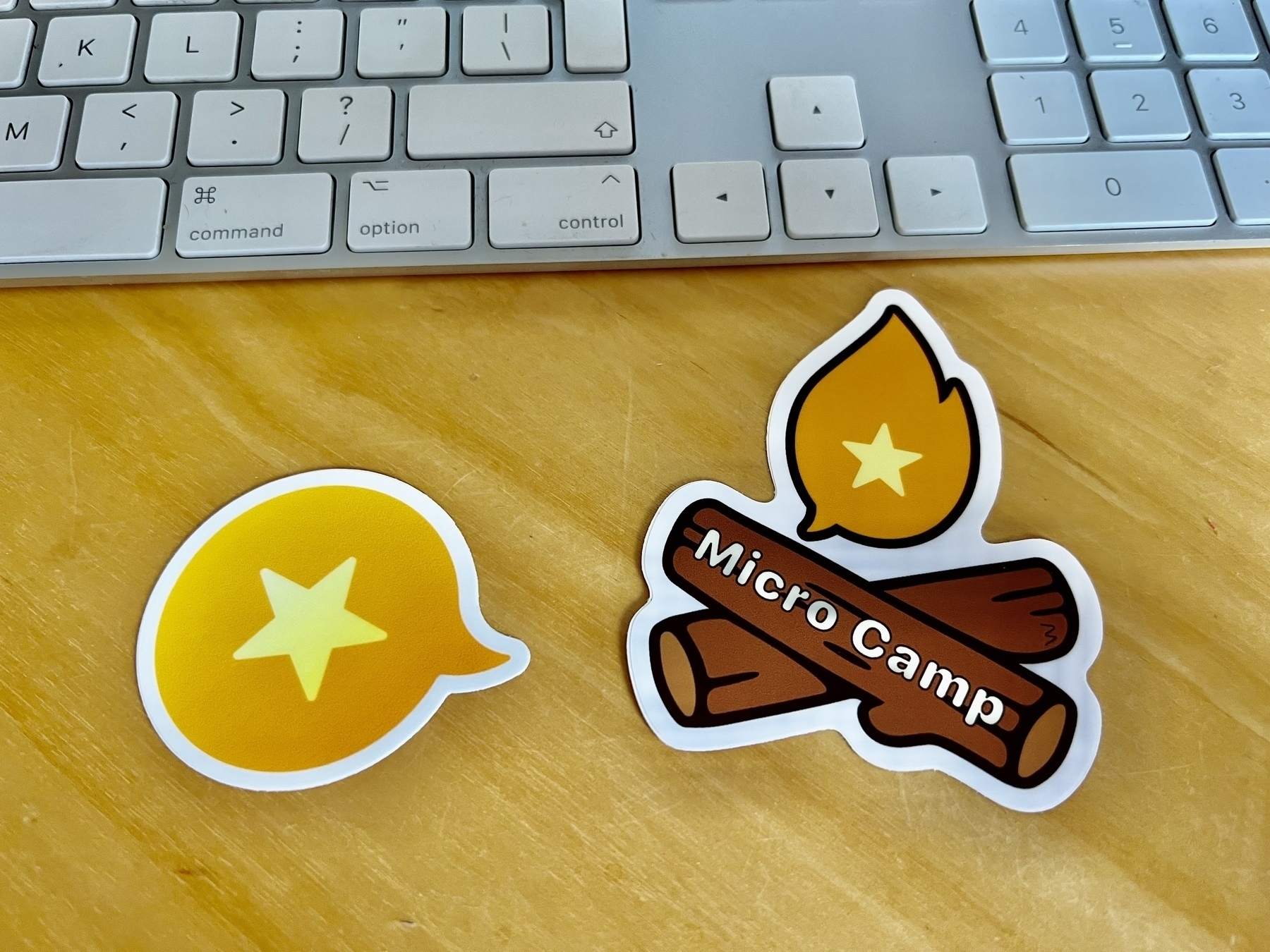 Micro.blog and micro camp stickers
