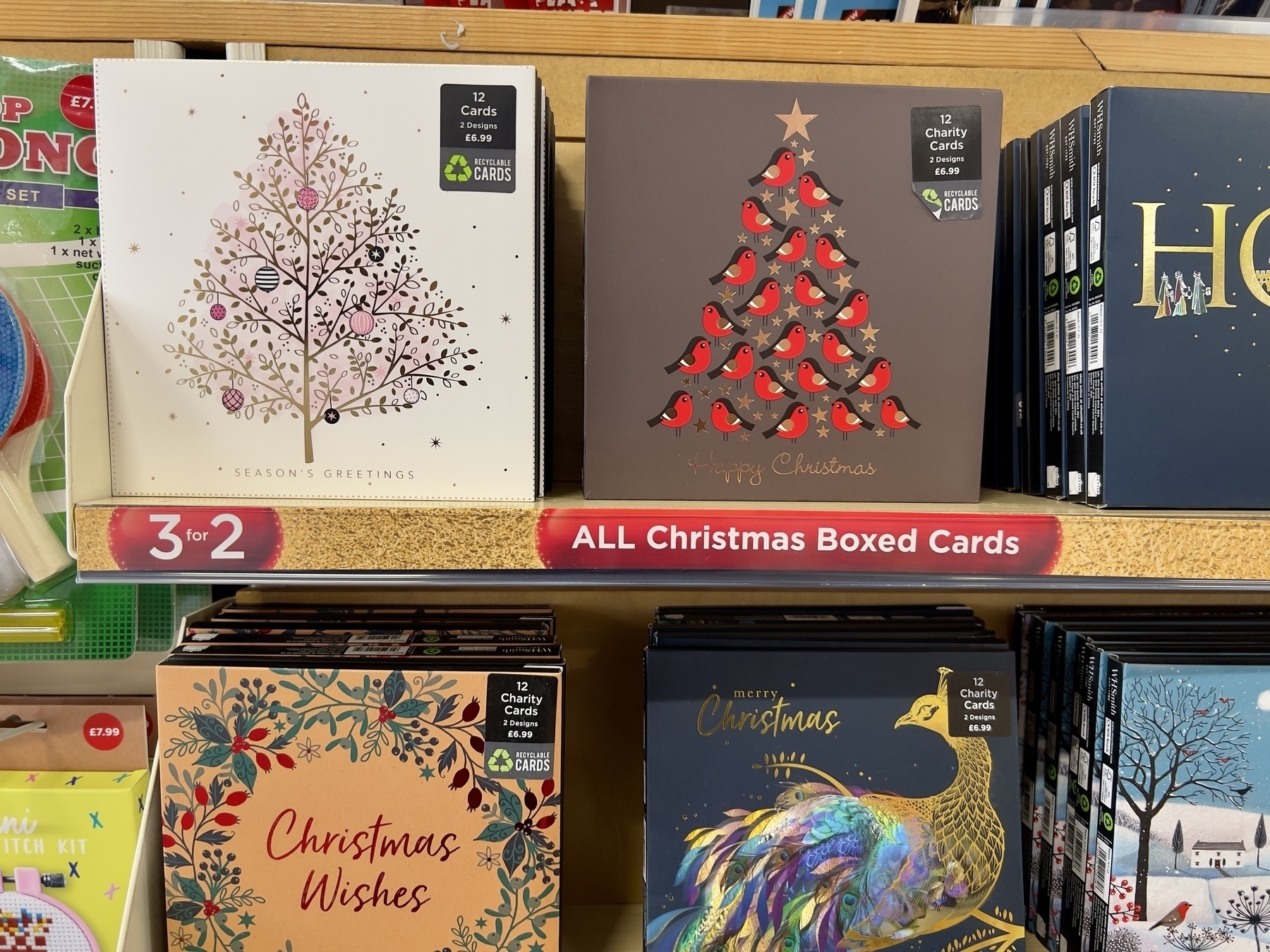 Christmas cards on sale in WH Smith in late September 2023x 