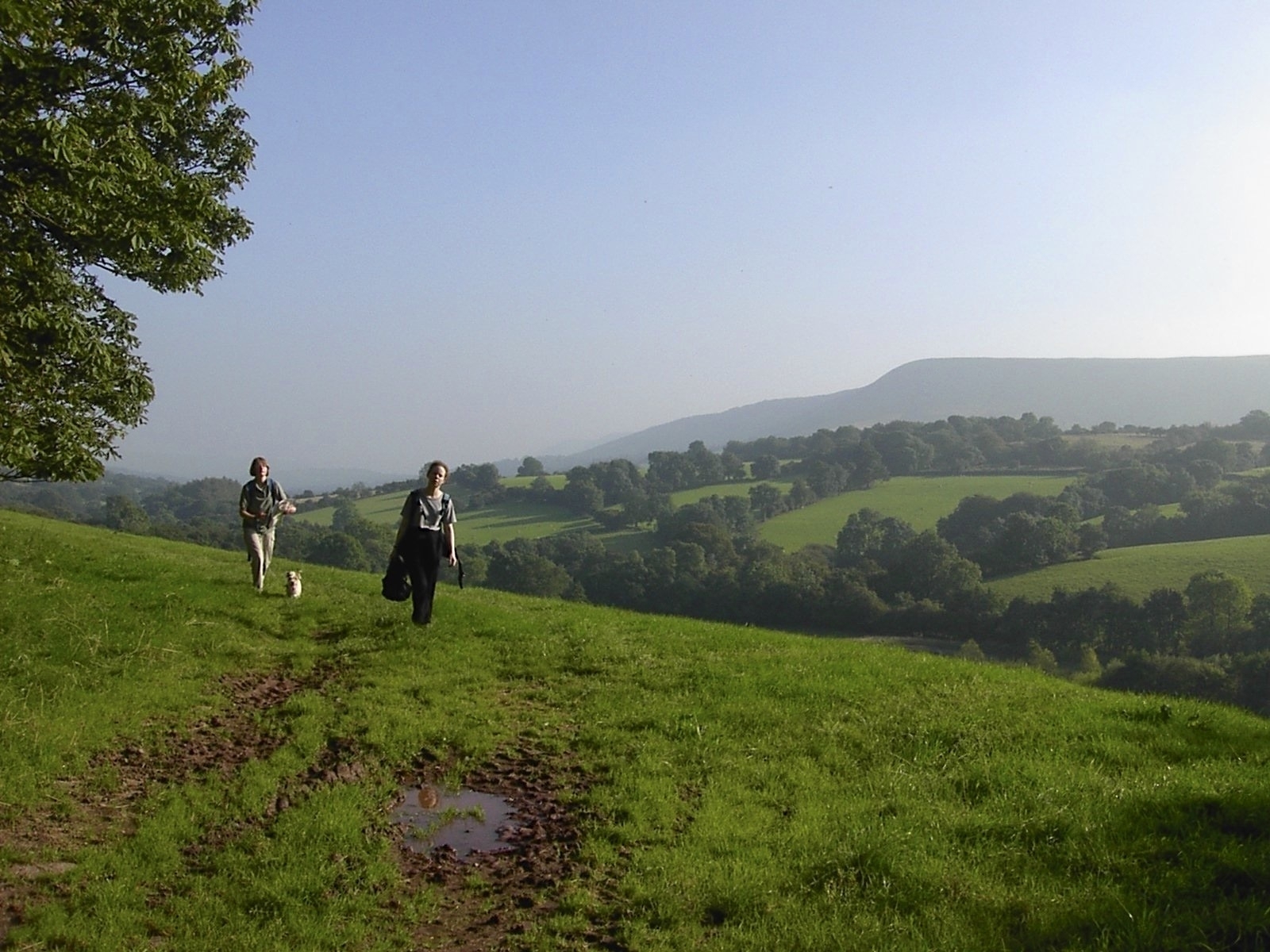 Two walkers in the hills near Hay-on-Wye